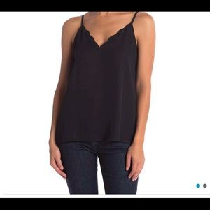 Socialite black scalloped camisole